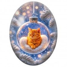 Cabochon en Verre Illustré Chaton Roux parmi les Lumières 13x18, 18x25 ou 30x40mm pour la Création de Bijoux Fantaisie DIY