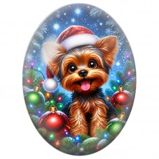 Cabochon en Verre Illustré Petit Chien au Bonnet Rouge parmi les Boules 13x18, 18x25 ou 30x40mm pour la Création de Bijoux Fanta