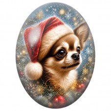 Cabochon en Verre Illustré Petit Chien au Bonnet dans la Neige 13x18, 18x25 ou 30x40mm pour la Création de Bijoux Fantaisie DIY