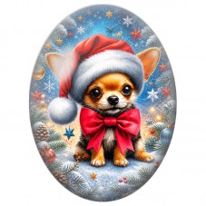 Cabochon en Verre Illustré Petit Chien au Nœud Rouge 13x18, 18x25 ou 30x40mm pour la Création de Bijoux Fantaisie DIY