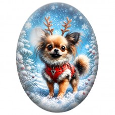 Cabochon en Verre Illustré Petit Chien dans la Neige 13x18, 18x25 ou 30x40mm pour la Création de Bijoux Fantaisie DIY