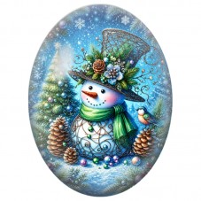 Cabochon en Verre Illustré Bonhomme de Neige parmi les Cadeaux 13x18, 18x25 ou 30x40mm pour la Création de Bijoux Fantaisie DIY