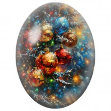 Cabochon en Verre Illustré Boules de Noël Multicolores dans le Sapin 13x18, 18x25 ou 30x40mm pour la Création de Bijoux Fantaisi