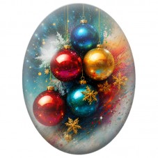 Cabochon en Verre Illustré Boules Multicolores et Flocons Dorés 13x18, 18x25 ou 30x40mm pour la Création de Bijoux Fantaisie DIY