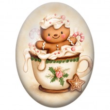 Cabochon en Verre Illustré Bonhomme en Pain d’Épices dans une Tasse 13x18, 18x25 ou 30x40mm pour la Création de Bijoux Fantaisie
