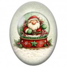 Cabochon en Verre Illustré Père Noël dans une Boule à Neige Verte 13x18, 18x25 ou 30x40mm pour la Création de Bijoux Fantaisie D