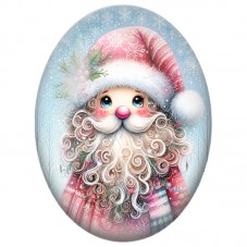 Cabochon en Verre Illustré Père Noël Rose et Blanc 13x18, 18x25 ou 30x40mm pour la Création de Bijoux Fantaisie DIY