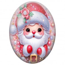 Cabochon en Verre Illustré Père Noël Rose aux Joues Rondes 13x18, 18x25 ou 30x40mm pour la Création de Bijoux Fantaisie DIY