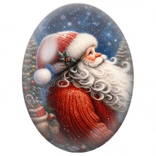 Cabochon en Verre Illustré Père Noël au Pull Tricoté Rouge 13x18, 18x25 ou 30x40mm pour la Création de Bijoux Fantaisie DIY
