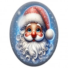 Cabochon en Verre Illustré Père Noël Bleu aux Boules de Neige 13x18, 18x25 ou 30x40mm pour la Création de Bijoux Fantaisie DIY