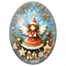Cabochon en Verre Illustré Ange de Noël parmi les Étoiles 13x18, 18x25 ou 30x40mm pour la Création de Bijoux Fantaisie DIY