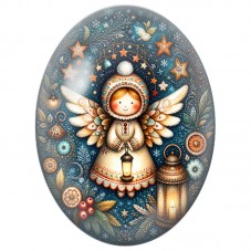 Cabochon en Verre Illustré Ange dans une Nuit Étoilée 13x18, 18x25 ou 30x40mm pour la Création de Bijoux Fantaisie DIY