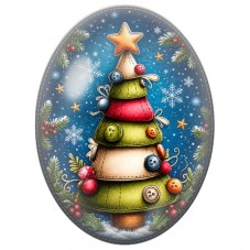 Cabochon en Verre Illustré Sapin de Noël aux Boutons 13x18, 18x25 ou 30x40mm pour la Création de Bijoux Fantaisie DIY
