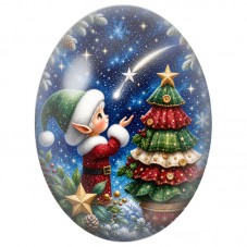 Cabochon en Verre Illustré Bonhomme de Neige près du Sapin 13x18, 18x25 ou 30x40mm pour la Création de Bijoux Fantaisie DIY
