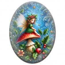Cabochon en Verre Illustré Fée dans les Branches de Sapin 13x18, 18x25 ou 30x40mm pour la Création de Bijoux Fantaisie DIY