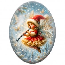 Cabochon en Verre Illustré Fée à la Baguette parmi les Flocons 13x18, 18x25 ou 30x40mm pour la Création de Bijoux Fantaisie DIY
