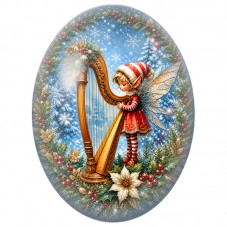 Cabochon en Verre Illustré Fée à la Harpe dans la Forêt 13x18, 18x25 ou 30x40mm pour la Création de Bijoux Fantaisie DIY