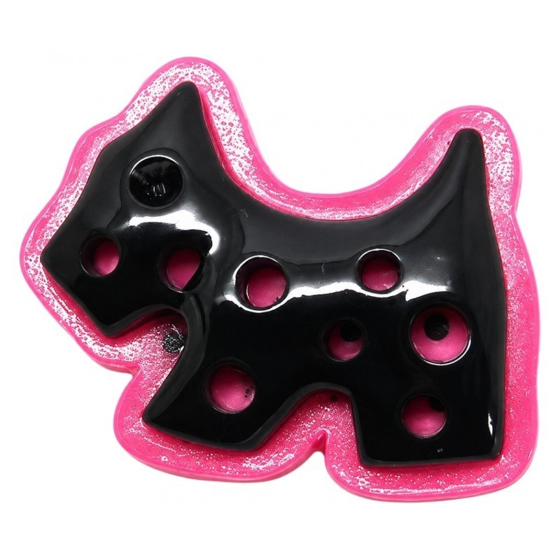 4 Cabochons Chien Rose et Noir en Résine 31x25mm