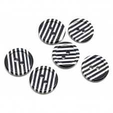 6 Cabochons Boutons en Résine Noir et Blanc Rayé Rétro 12mm pour la Création de Bijoux Fantaisie - DIY