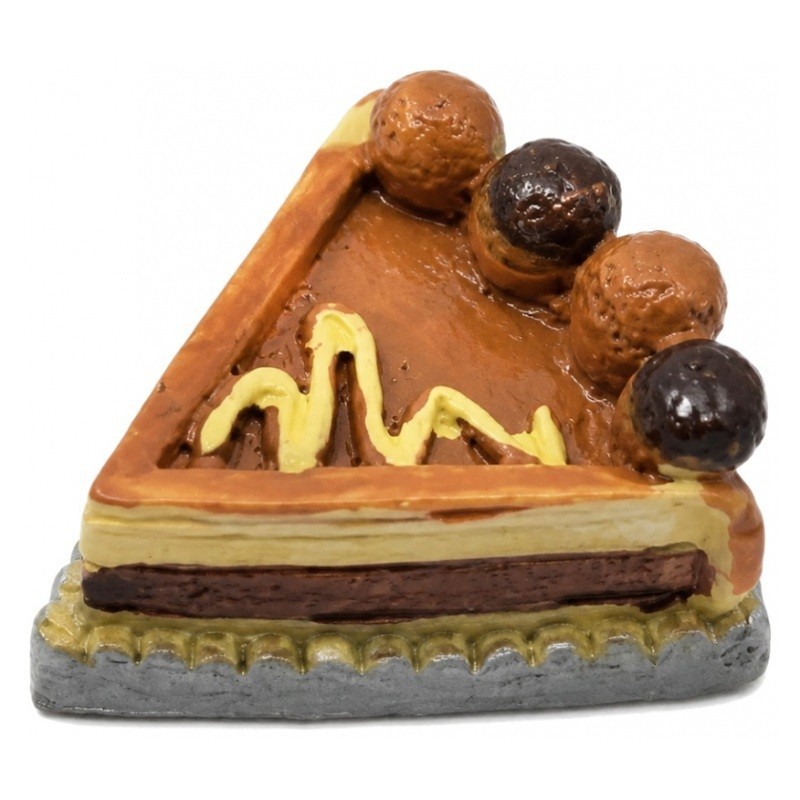 2 Cabochons Part de Gâteau Chocolat Praliné en Résine 29x27mm