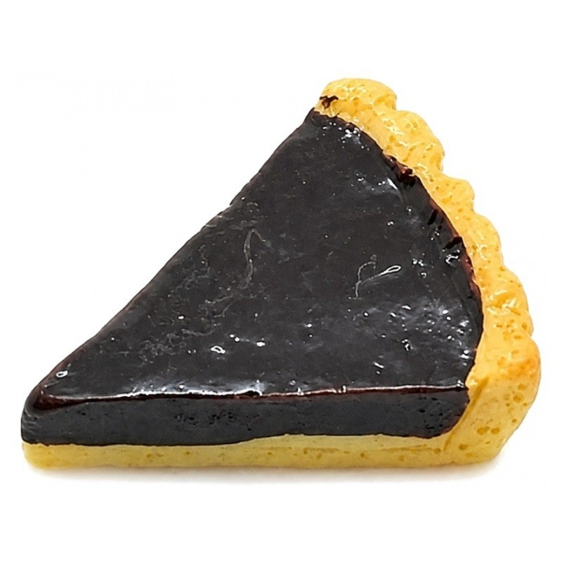 2 Cabochons Part de Tarte au Chocolat en Résine 23x18mm