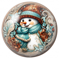 Cabochon en Verre Illustré Bonhomme de Neige au Chapeau Cuivré 12 à 25mm pour la Création de Bijoux Fantaisie - DIY