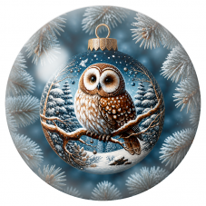 Cabochon en Verre Illustré Hibou dans une Boule Bleue Enneigée 12 à 25mm pour la Création de Bijoux Fantaisie - DIY