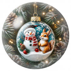 Cabochon en Verre Illustré Bonhomme de Neige et Écureuil dans une Boule 12 à 25mm pour la Création de Bijoux Fantaisie - DIY