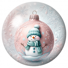 Cabochon en Verre Illustré Bonhomme de Neige dans une Boule Rose et Bleue 12 à 25mm pour la Création de Bijoux Fantaisie - DIY