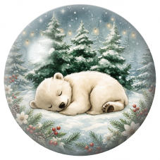 Cabochon en Verre Illustré Ourson Polaire Endormi dans la Forêt 12 à 25mm pour la Création de Bijoux Fantaisie - DIY