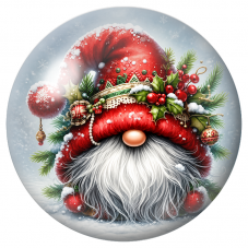 Cabochon en Verre Illustré Gnome de Noël au Bonnet de Houx 12 à 25mm pour la Création de Bijoux Fantaisie - DIY