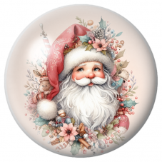 Cabochon en Verre Illustré Père Noël dans une Couronne Pastel 12 à 25mm pour la Création de Bijoux Fantaisie - DIY