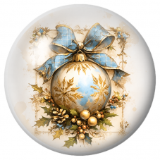 Cabochon en Verre Illustré Boule Bleue au Grand Nœud Doré 12 à 25mm pour la Création de Bijoux Fantaisie - DIY
