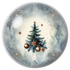 Cabochon en Verre Illustré Sapin Bleu aux Étoiles Dorées 12 à 25mm pour la Création de Bijoux Fantaisie - DIY