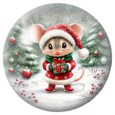 Cabochon en Verre Illustré Petite Souris au Cadeau de Noël 12 à 25mm pour la Création de Bijoux Fantaisie - DIY