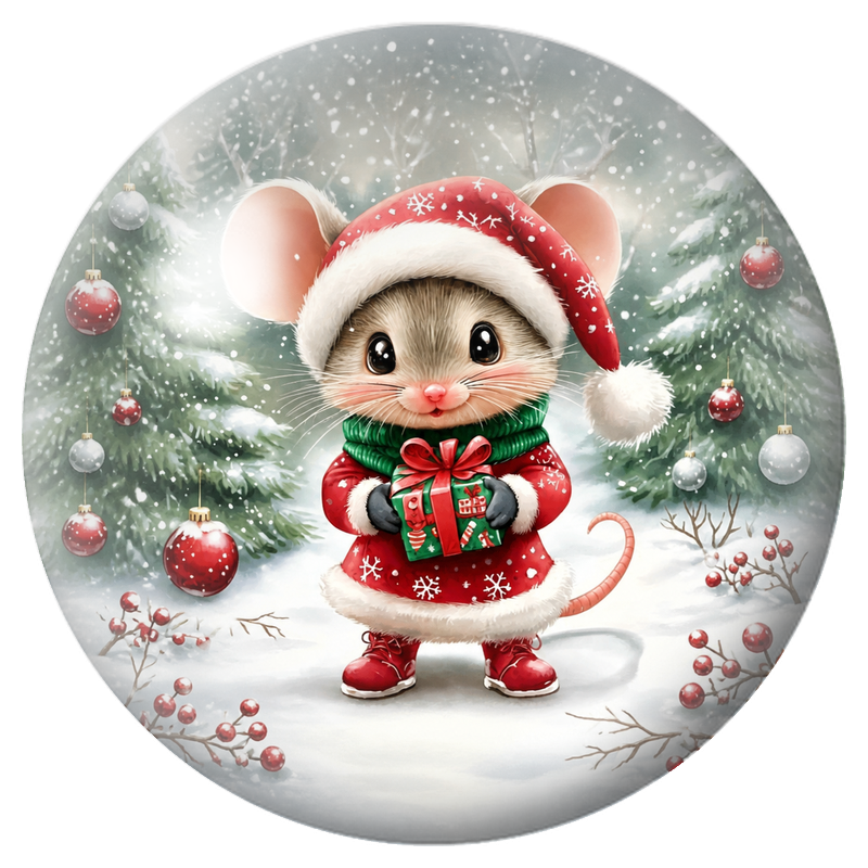 Cabochon en Verre Illustré Petite Souris au Cadeau de Noël 12 à 25mm