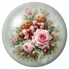 Cabochon en Verre Illustré Couple de Biscuits aux Nœuds Roses 12 à 25mm pour la Création de Bijoux Fantaisie - DIY