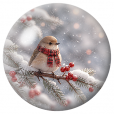 Cabochon en Verre Illustré Petit Oiseau à l’Écharpe Écossaise 12 à 25mm pour la Création de Bijoux Fantaisie - DIY