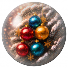Cabochon en Verre Illustré Boules de Noël Colorées sur Sapin Enneigé 12 à 25mm pour la Création de Bijoux Fantaisie - DIY