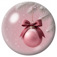 Cabochon en Verre Illustré Boule de Noël Rose au Nœud Bordeaux 12 à 25mm pour la Création de Bijoux Fantaisie - DIY