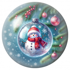 Cabochon en Verre Illustré Bonhomme de Neige dans une Boule Transparente 12 à 25mm pour la Création de Bijoux Fantaisie - DIY