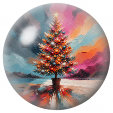 Cabochon en Verre Illustré Sapin de Noël Abstrait aux Couleurs Vives 12 à 25mm pour la Création de Bijoux Fantaisie - DIY