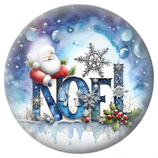 Cabochon en Verre Illustré Père Noël et Grandes Lettres Noël 12 à 25mm pour la Création de Bijoux Fantaisie - DIY