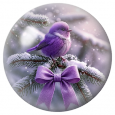 Cabochon en Verre Illustré Oiseau Violet au Nœud de Velours 12 à 25mm pour la Création de Bijoux Fantaisie - DIY