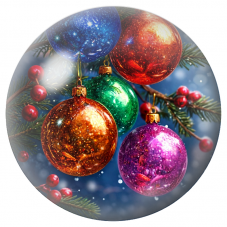 Cabochon en Verre Illustré Boules de Noël Suspendues aux Baies Rouges 12 à 25mm pour la Création de Bijoux Fantaisie - DIY