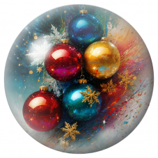 Cabochon en Verre Illustré Boules de Noël Rouges Bleues et Dorées 12 à 25mm pour la Création de Bijoux Fantaisie - DIY
