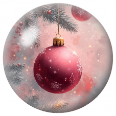 Cabochon en Verre Illustré Boule de Noël Bordeaux aux Flocons 12 à 25mm pour la Création de Bijoux Fantaisie - DIY