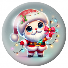 Cabochon en Verre Illustré Père Noël à la Guirlande Lumineuse 12 à 25mm pour la Création de Bijoux Fantaisie - DIY