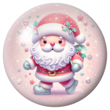 Cabochon en Verre Illustré Père Noël Rose aux Étoiles Pastel 12 à 25mm pour la Création de Bijoux Fantaisie - DIY