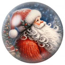 Cabochon en Verre Illustré Père Noël au Manteau Tricoté Rouge 12 à 25mm pour la Création de Bijoux Fantaisie - DIY
